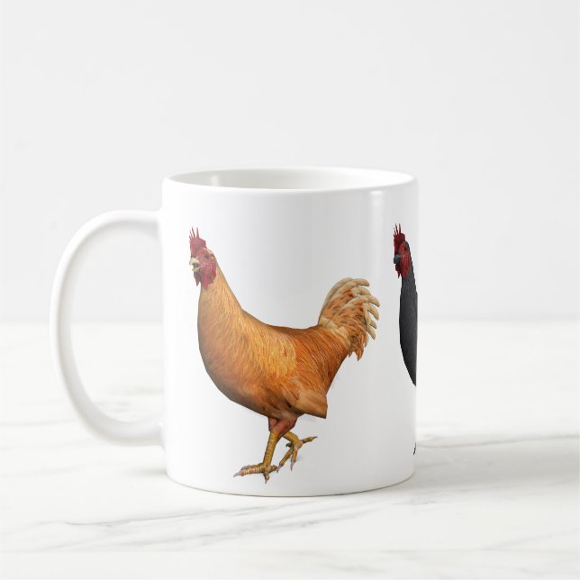 Golden Red And Black Rooster Coffee Mug (Left)