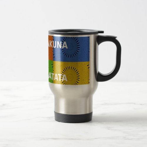 Golden Red Blue Green Hakuna Matata Travel Mug