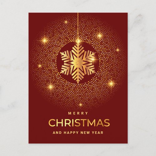 Golden Red Christmas Ornament Corporate Greeting Holiday Postcard