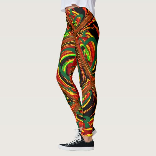 Golden red green african traditional colors leggings