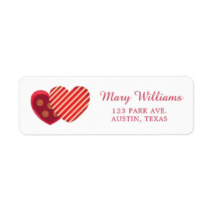 Golden Red Heart Love Return Address Label