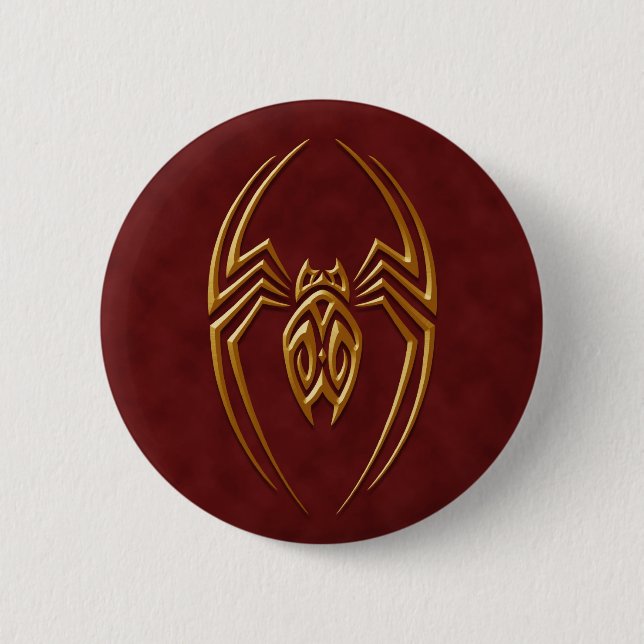 Golden Red Iron Spider Pinback Button (Front)