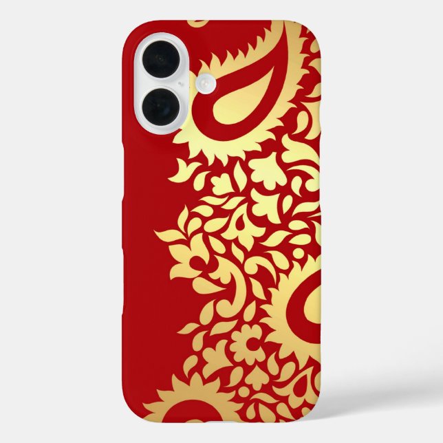 Golden Red Paisleys Indian Case-Mate iPhone Case (Back)