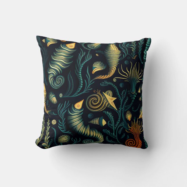Golden Reefs Throw Pillow (Front)