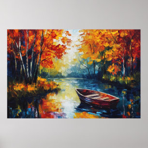 Golden Reflections on the Autumn River Poster