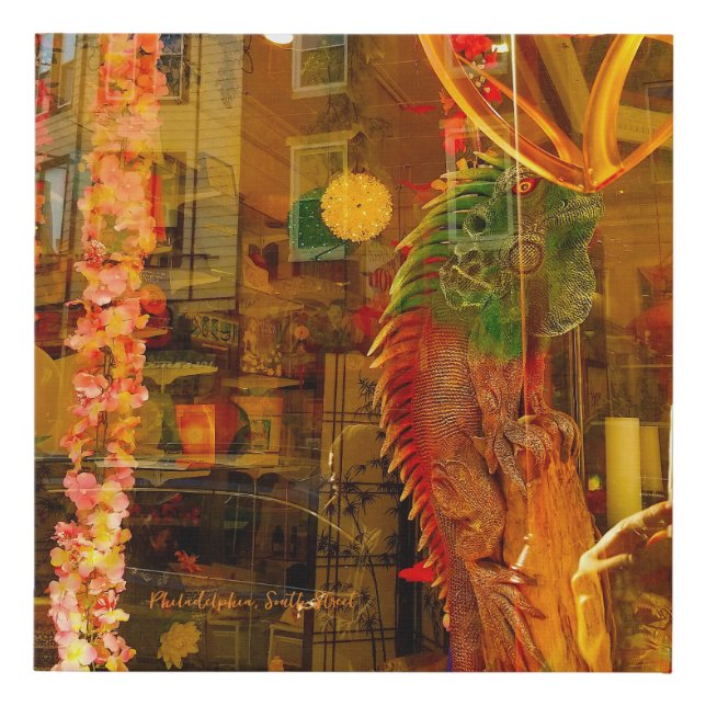 Golden reflections on the streets of Philadelphia Faux Canvas Print (Front)