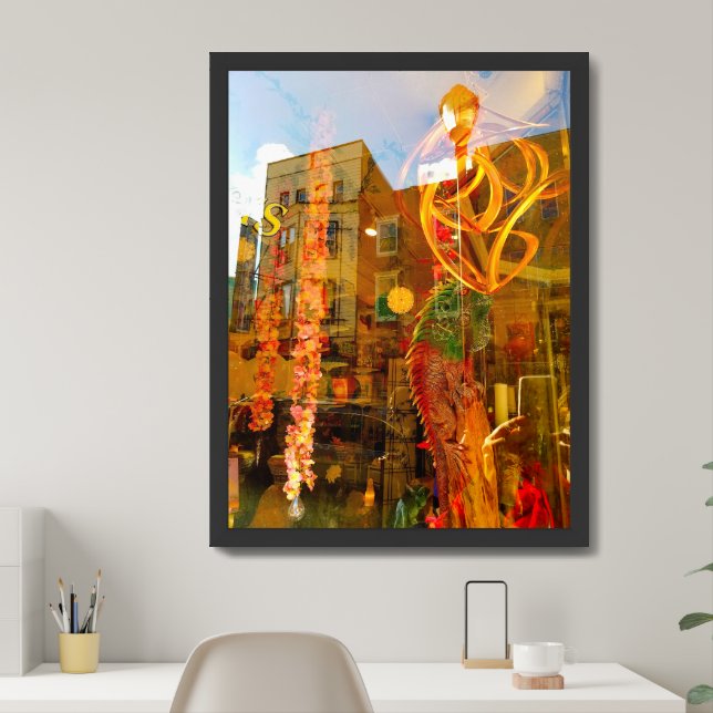 Golden reflections on the streets of Philadelphia Framed Art (Home Office)