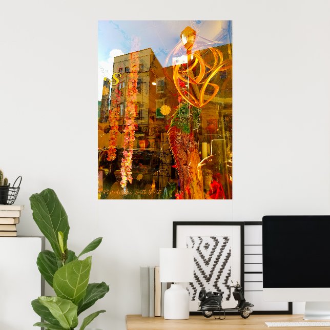 Golden reflections on the streets of Philadelphia Poster (Home Office)