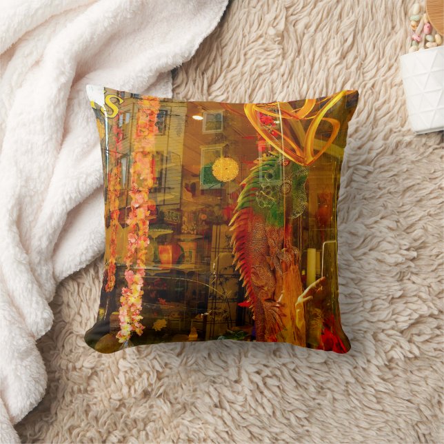 Golden reflections on the streets of Philadelphia Throw Pillow (Blanket)