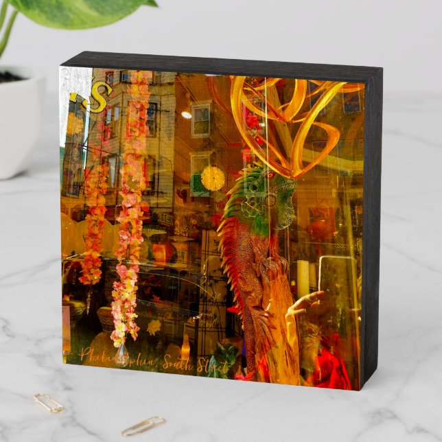 Golden reflections on the streets of Philadelphia Wooden Box Sign (In Situ Horizontal)