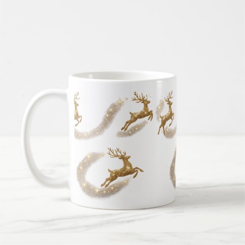 Golden Reindeer Christmas Mug