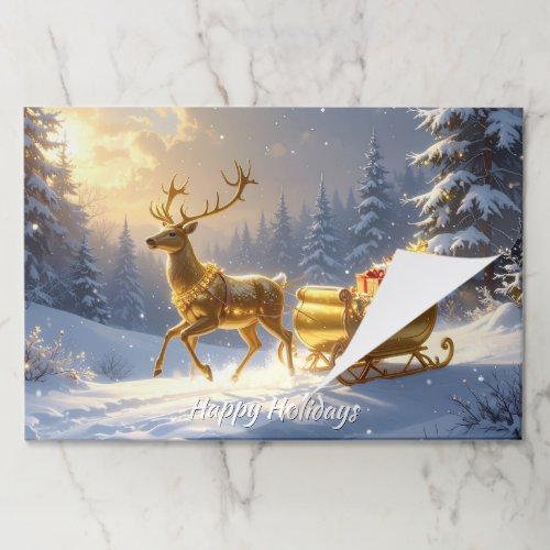 Golden Reindeer Golden Sleigh Tearaway Placemat