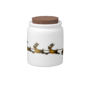 Golden Reindeer Sleigh Christmas Santa Festive .. Candy Jar