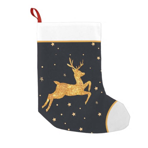 golden reindeer  small christmas stocking