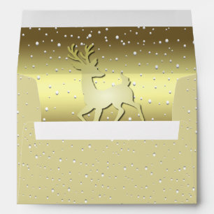 Golden Reindeer Snowy Holiday Envelope