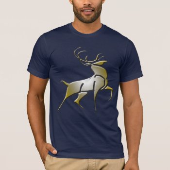 Golden Reindeer T-shirt by christmas_tshirts at Zazzle