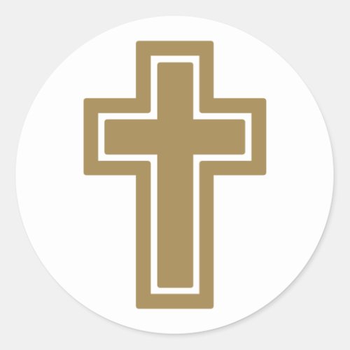 Golden Religious Cross  Christian Classic Round Sticker