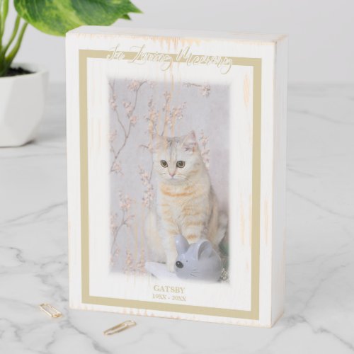Golden Remember Cat Beloved One Pet Passed Away Wooden Box Sign