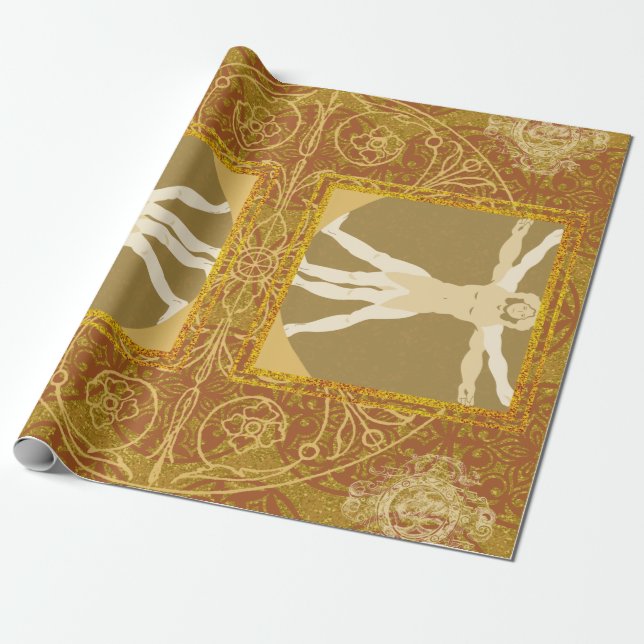 Golden Renaissance Wrapping Paper (Unrolled)