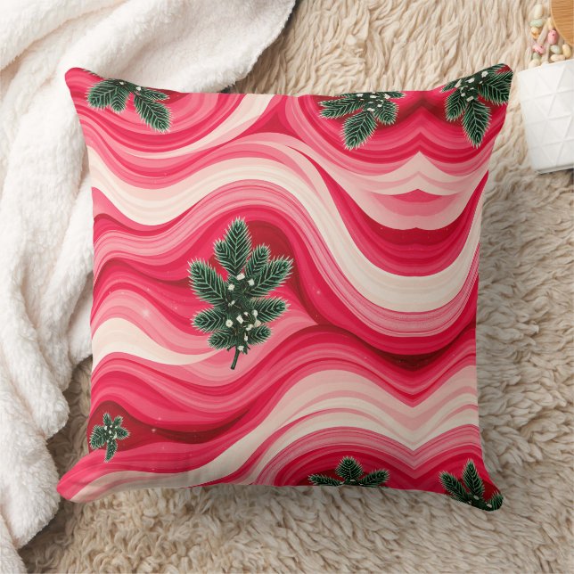 Golden Resonance – Christmas Frequency Abstract  Throw Pillow (Blanket)