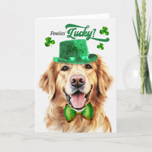 Golden Retreiver Dog Lucky St Patrick's Day Holiday Card