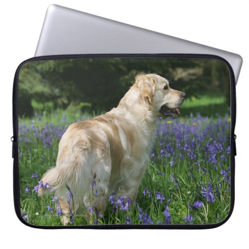 Golden Retreiver in Flowers Laptop Sleeve