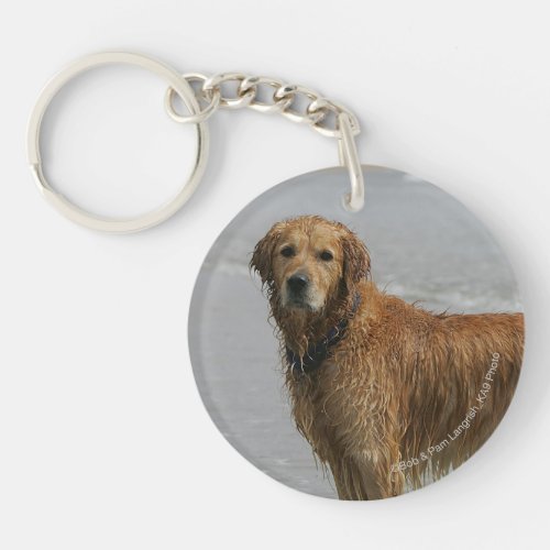 Golden Retreiver in the Sea Keychain