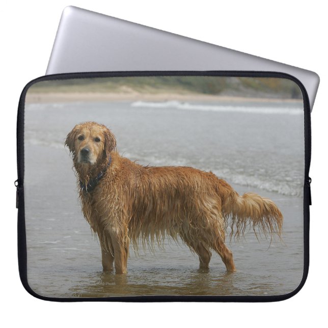Golden Retreiver in the Sea Laptop Sleeve (Front)