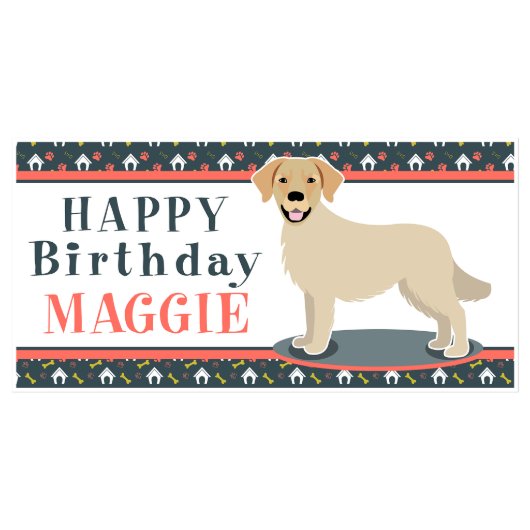 Golden Retreiver Puppy Dog Birthday Banner (Front)