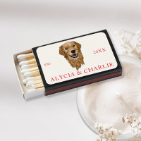 golden retrieve watercolor Wedding Matchbox Favors