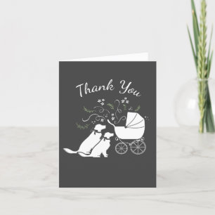 Golden Retriever 2 Dogs Baby Shower Gender Neutral Letterpress Thank You Card