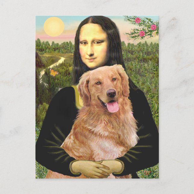 Golden Retriever 2 - Mona Lisa Postcard (Front)