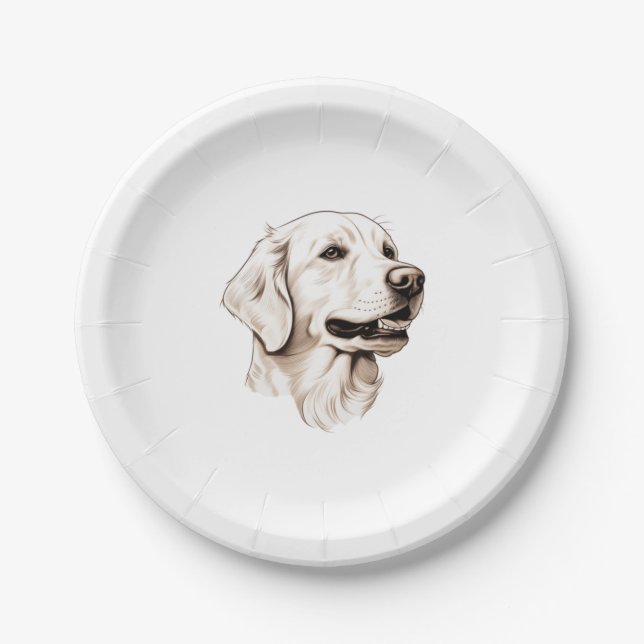 Golden Retriever  2 Paper Plates (Front)