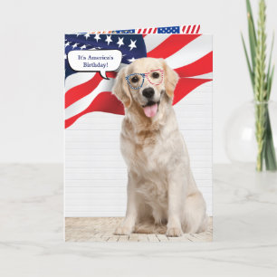 Golden Retriever 4th of July Card