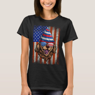 Golden Retriever 4th of July Flag American Sunglas T-Shirt