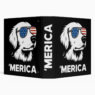 Golden Retriever 4th Of July Merica 3 Ring Binder