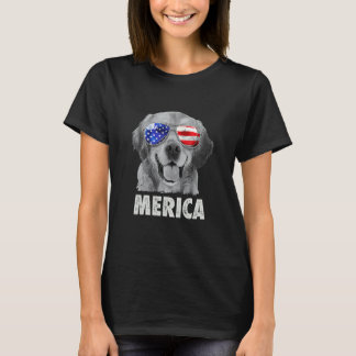 Golden Retriever 4th Of July Merica American Flag  T-Shirt