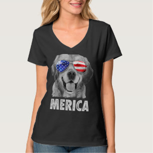 Golden Retriever 4th Of July Merica American Flag T-Shirt