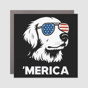 Golden Retriever 4th Of July Merica Car Magnet