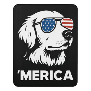 Golden Retriever 4th Of July Merica Door Sign