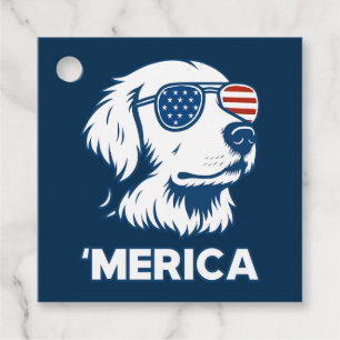 Golden Retriever 4th Of July Merica Favor Tags