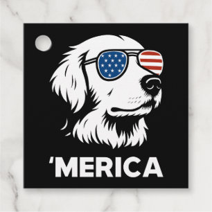 Golden Retriever 4th Of July Merica Favor Tags