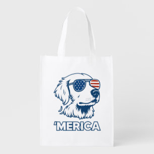 Golden Retriever 4th Of July Merica Grocery Bag