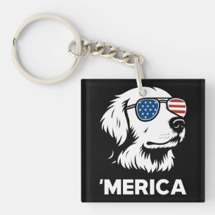 Golden Retriever 4th Of July Merica Keychain