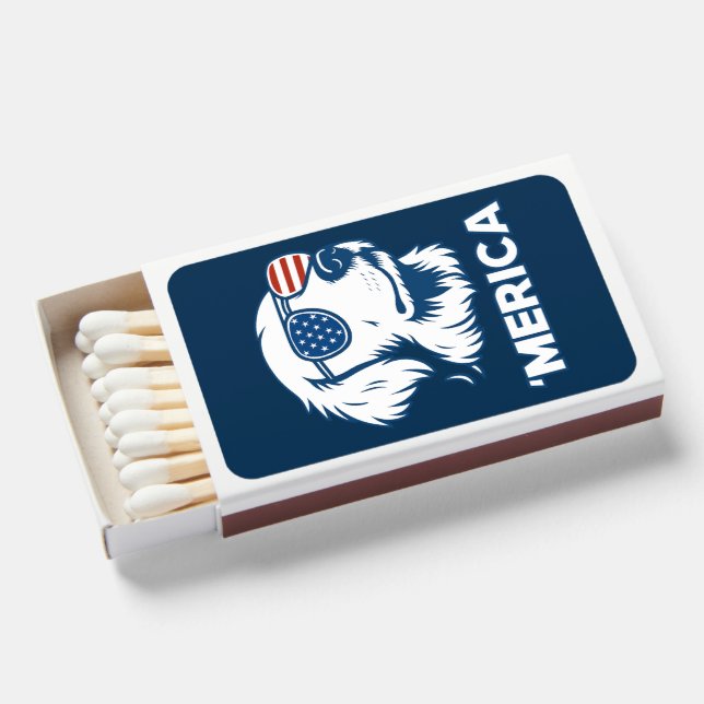 Golden Retriever 4th Of July Merica Matchboxes (Front Open)