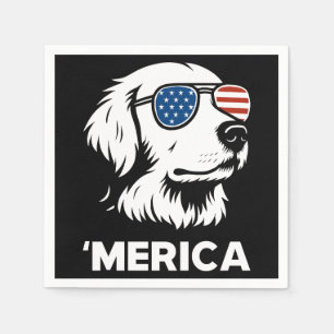 Golden Retriever 4th Of July Merica Napkins