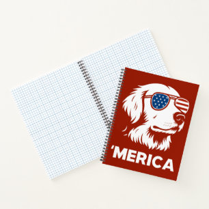 Golden Retriever 4th Of July Merica Notebook