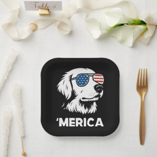 Golden Retriever 4th Of July Merica Paper Plates