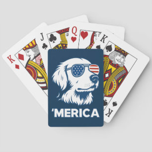 Golden Retriever 4th Of July Merica Poker Cards