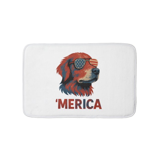 Golden Retriever 4th Of July Merica T-Shirt Bath Mat (Front)
